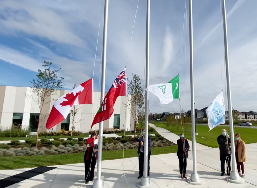 Official Flag raising in front of the Orléans Health Hub building