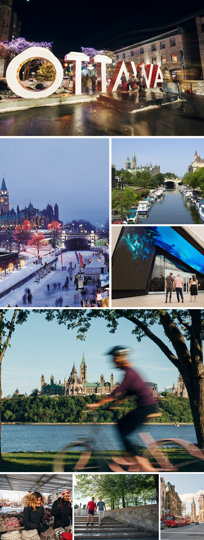 Assembly of various tourist scenes in Ottawa