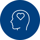 Icône représentant la silhouette d'un visage avec un coeur au centre