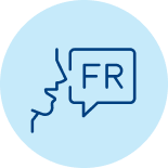 Mouth profile icon with "fr" bubble