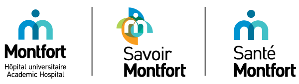 Logo Montfort, logo Savoir Montfort et logo Santé Montfort, côte à côte.